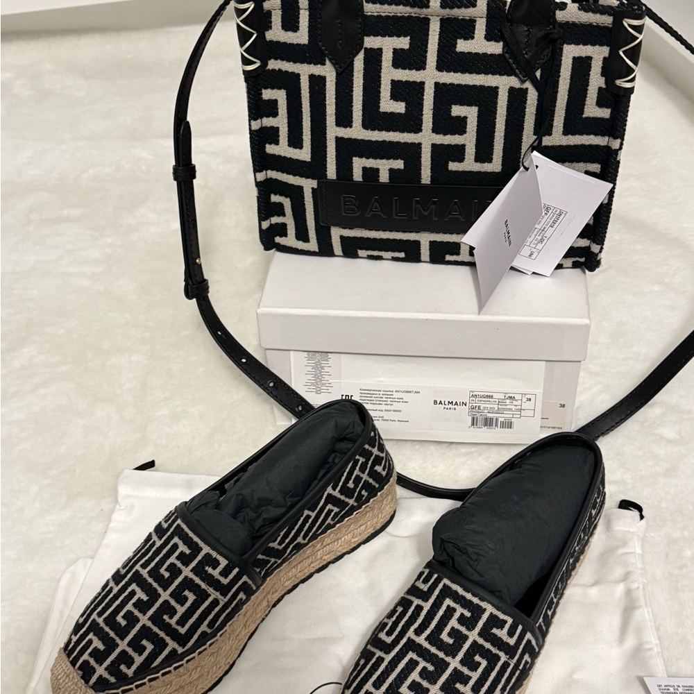Balmain Black and Cream Espadrilles - Picture 6 of 13